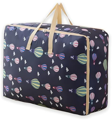 Duvet Storage Bags with Zips, Jumbo Storage Bag Waterproof Heavy Duty Oxford Laundry Bags, 84L Big Bag for Moving, Duvet Bag Underbed Storage Bags, Clothes, Quilt, Blankets, Bedding(Blue Ballon)