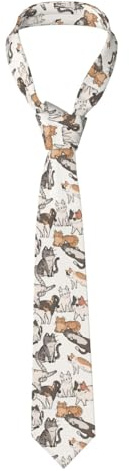 HCEAATB Herren-Krawatte mit Cartoon-Motiv, lustige Katze, Unisex, Satin, bedruckt, dünne Krawatten für Business, Hochzeiten, Abschlussbälle, Partys, Abschlussfeiern, Schwarz , Einheitsgröße