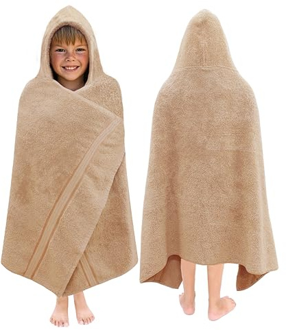 ORIGINAL KIDS Hooded Bath Towel Wrap - Ultra Soft 100% Cotton Terry Large Oversized Hooded Kids Towel - Toddler Big Kid Shower Pool Beach Towel - Absorbent Quick Dry Easy Care Gift - 30 x 54 - Linen