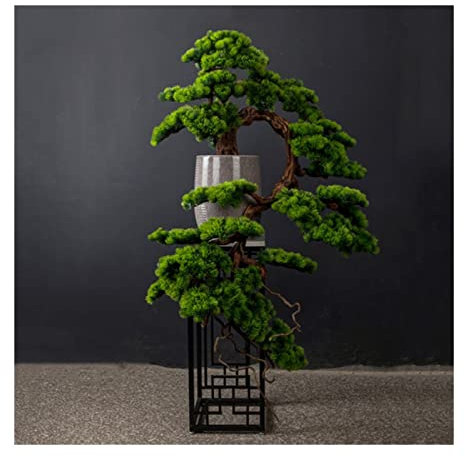 GLJTUO Künstliche Bäume Zypresse Willkommenskiefer Bonsai Künstlicher Bonsai-Baum Willkommenskiefer Kunstpflanzen Große Künstliche Zimmerpflanzen Dekor Bodenpflanze Bonsai Mit Keram,Gold