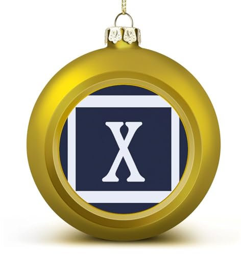 Christbaumkugel-Ornament, Monogramm, Buchstabe X, goldfarben, 26 Buchstaben, Kugel-Ornamente für Weihnachtsbaum, Dekoration, Weihnachtsanhänger, Kugeln, Urlaub, Party, Gastgeschenk, Geschenke für