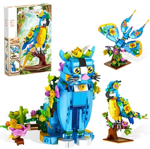 Kaslaider Jeu de Construction 3-en-1, 408 Pièces Figurines d'animaux Blocs de Construction, Cadeau Anniversaire Noël pour Enfants, Garçons, Filles, Adultes à Partir de 6 7 8 9 10 11 12 Ans et Plus