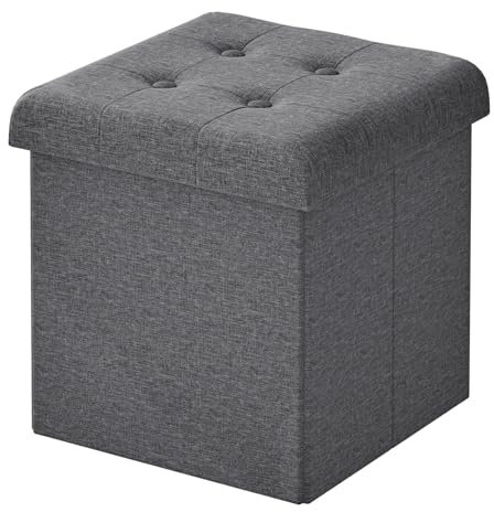 WOLTU Sitzhocker mit Stauraum, Faltbarer Hocker mit Deckel, Fußhocker Falthocker Sitzwürfel Aufbewahrungshocker, für Wohnzimmer Schlafzimmer, 30x30x30 cm, Dunkelgrau