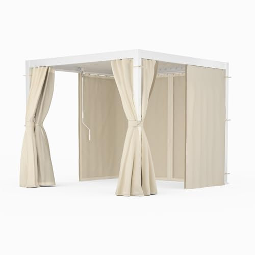 blumfeldt LuminaHaven - Pergola, 3x3m, Tetto Regolabile, Tende & Zanzariere Incluse, Telaio in Alluminio Verniciato a Polvere, Protezione UV, Bianco, Pergola Bioclimatica per Tutte Le Stagioni