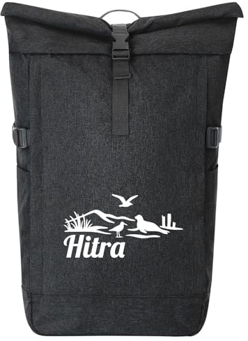 Huuraa Kurierrucksack Hitra Norwegen 30-44 Liter Black Melange Fairtrade Rolltop Rucksack Geschenkidee