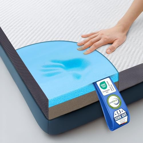 MKS Premium 2-in-1 Matratzen Topper 90x200cm – Wende-Gelschaum Topper H3 & H4, 5-Schicht-Aufbau, Mesh-Seiten & Anti-Rutsch – Komfortabler Matratzentopper für alle Schlafpositionen