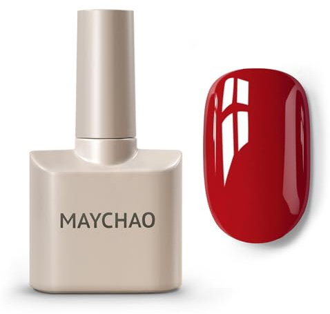 MAYCHAO Gel Nail Polish, 15ML Red Gel Polish, Soak Off UV LED Red Nail Varnish Nail Art Starter Manicure Salon DIY at Home, 0.5 OZ