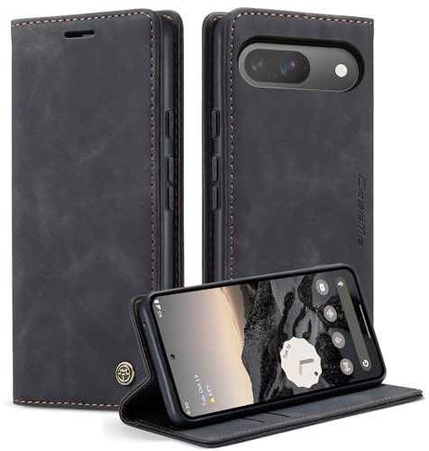 Lanranwa Handyhülle für Google Pixel 10 Pro 5G Hülle Premium Lederhülle Klappbar Flip Case Handytasche Schutzhülle Klapphülle Standfunktion für Google Pixel 10 Pro -Schwarz