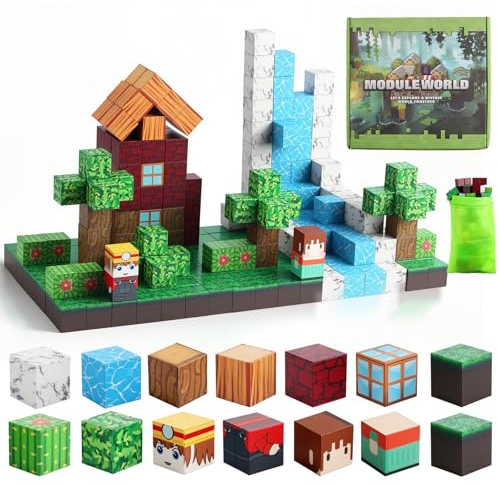 FUNYKICH Magnetische Bausteine, STEM Spielzeug, 300PCS (3 x 3 x 2cm) | Starke Magnetkraft, Magnetbausteine Bauwelt Magnetspielzeug für ab 3-10 Jahren Jungen & Mädchen Geschenk Halloween Geburtstag