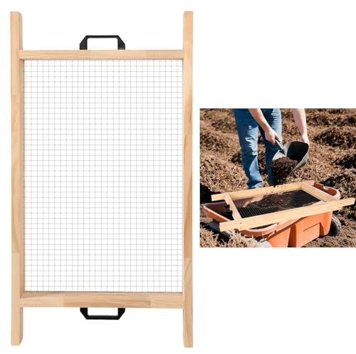Large Soil Sifter Dirt Sifter for Gardening 15.7'' × 31.5'' Wooden Compost Sifter for Sand Gravel Sifter Suitable for Wheelbarrow and Handheld Great Garden Tool for Plants & Vegetables