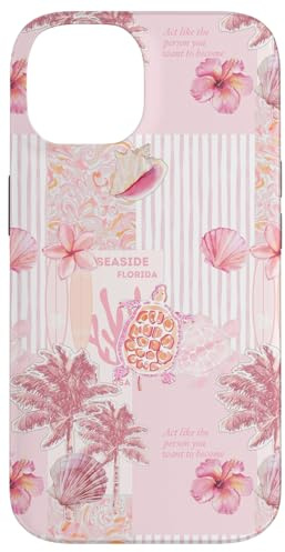 Hülle für iPhone 14 Beachy Coquette Coastal Collage Preppy Turtle Seashell Ocean