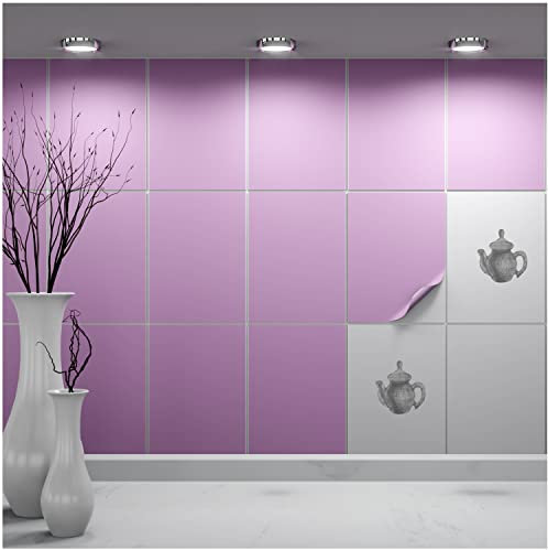FoLIESEN Tile stickers for bathroom and kitchen, 15 x 20 cm, lilac matt, pack of 150