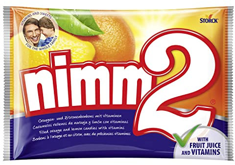 nimm2 - Caramelos duros rellenos sabor naranja y limón con vitaminas (1000g)