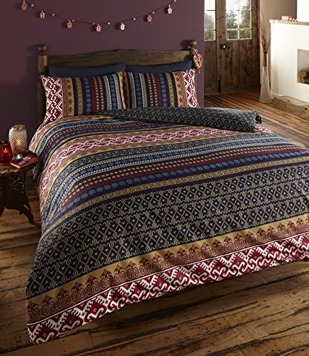 DE CAMA Luxus Indian Ethnic Print Orkney Bettwäscheset, Bettbezug Bettwäsche-Set, Polyester-, Mehrfarbig, Single.