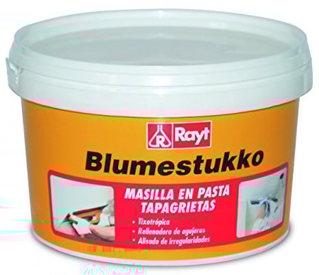 Rayt 305-81 Blumestukko Masilla en pasta tapagrietas, a base de resinas sintéticas. Rellenadora de agujeros y emplastecido de paredes, madera, cemento, yeso. Alisado de irregularidades. Interior750 gr
