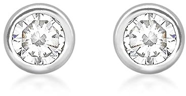 CARISSIMA Damen-Ohrstecker Gold 9ct 3mm Cubic Zirconia Stud Earrings 375 Weißgold Zirkonia Rundschliff-5.58.9179