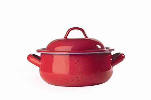 CACEROLA ESMALTE ROJA BOMBEADA 24 CM