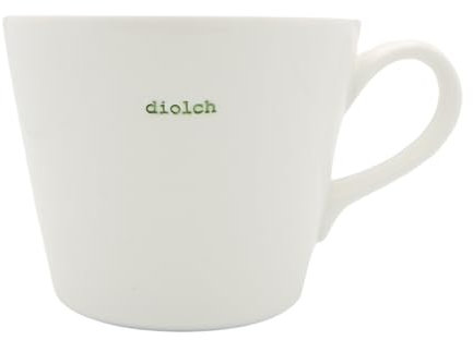 Keith Brymer Jones Word Range - Taza mediana de cerámica blanca (verde), 350 ml, en caja de regalo