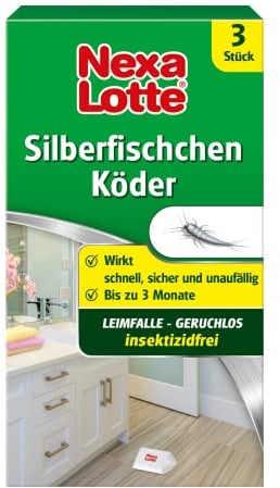 Nexa Lotte Silberfischchen-Köder, Hochwirksame Leimfalle zur Bekämpfung von Silberfischchen in allen Räumen, 3 Fallen, 1.2 x 7.5 x 13.6 cm, Blau