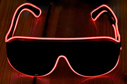 Ucult Soundsensitive EL-Wire Blinkbrille Partybrille Festivalbrille LED Brille (Rot)