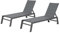 Happy Garden Lot de 2 Bains de Soleil Barbados - Aluminium + Textilène - Gris Anthracite
