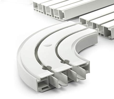 DQ-PP GARDINENSCHIENEN und Rundbogen Set | 500cm | PVC | 2-läufig | Weiss | inkl. Befestigungsmaterial | 5m (2 x 150cm + 2 x 100cm + 3 x Verbinder) | Gardinen Schiene Vorhangschienen