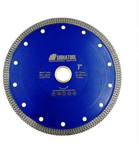 SHDIATOOL Diamant Trennscheibe 175MM Turbo Mesh Diamantklinge mit X Felgensegment für Hart Keramik Porzellan Fliesen Granit | Diamantscheibe 175mm Keramik Scheibe Diamantklinge mit X Felgensegment für Schneiden Feinsteinzeug Granit Marmor