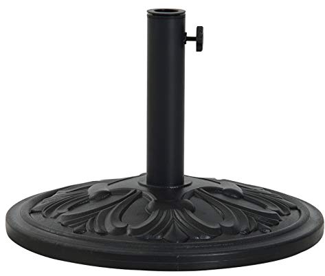 Outsunny Base de Sombrilla Peso 13 kg Soporte para Parasol Redondo de HDPE y Cemento para Poste de Paraguas de Ø35/38/48 mm para Terraza Patio Jardín Playa Ø48x34 cm Negro