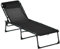 Outsunny Foldable Sun Lounger, Outdoor 4 Level Adjustable Backrest Reclining Chaise Chair, Steel Frame Recliner Chair for Camping, Hiking, Black