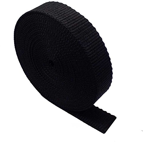 Nastro per fettucce da 38 mm - 5 metri - Zaino, zaino, cinghia per bagagli, cinghie per il trasporto, cinture - Nero