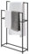 WING Handtuchständer freistehend schwarz, Metall Bad handtuchhalter stehend, Badehandtuchständer, 2 Handtuchstangen, modern, H 110cm,75×20×110cm(L×W×H)