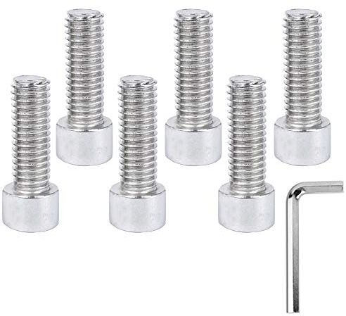DAZISEN Vis de Vélo - 7pcs Acier Inoxydable Pièces pour Vélos Vis Cylindrique à Six Pans Boulon Fixations pour Vélo VTT Vélo de Route, Argent, (M5x16)*6+Clés Allen*1
