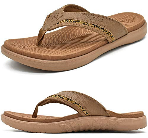KuaiLu Flip Flops Herren EU 43 Bequeme Orthopädische Zehentrenner Sandalen für Männer mit Plantar Fasciitis Arch Support Rutschfest Sport Gummifußbett Sommer Beach/Pool Badelatschen
