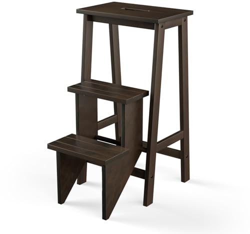 DORTALA 3 Tier Folding Step Stool (Coffee)
