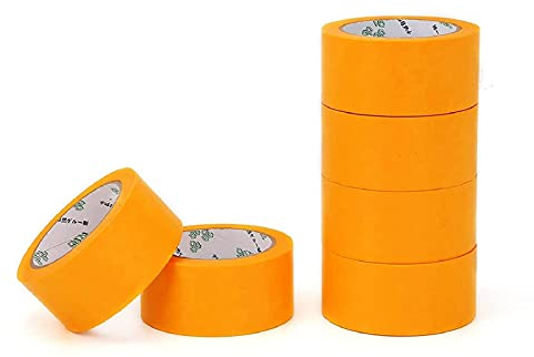 MorNon 12 Rollen Goldband 50mm x 50m Klebeband Set Entfernbar Abdeckband Maler Rückstandfrei für Automotive Dekoration Malerarbeiten ohne Lösungsmittel Soft Tape