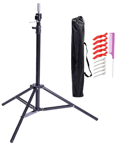 WXYYKX Übungskopf Ständer Stativ für Frisierkopf Perückenkopf Ständer Puppenkopfständer 88-165cm mit Aufbewahrungstasche und extra Abteilklammern