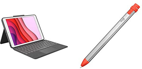Logitech Combo Touch - custodia con tastiera per iPad (7a gen - 2019 | 8a gen - 2020 | 9a gen - 2021) Crayon - matita digitale per tutti gli iPad (2018 e successive) - ITA QWERTY