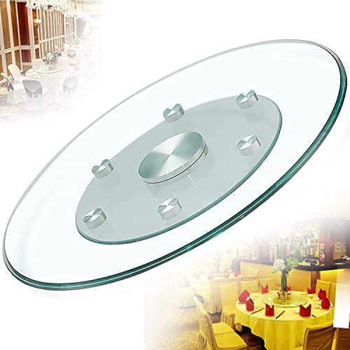 YILEFU Lazy Plateau,Plateau De Service De Tournant en Verre Trempé,Plateau Tournant Rond pour Table à Manger De Cuisine Transparent,Roulement Silencieux,Thick12mm-120cm