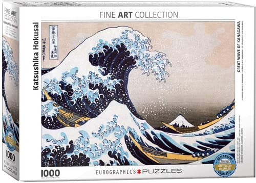 Hokusai - Die große Welle vor Kanagawa 1000 Teile Puzzle Format 68x48 cm + Puzzle Alu Rahmen für 1000er