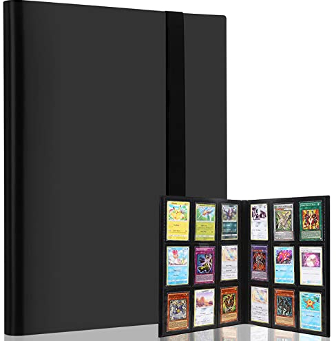 Ledeak Sammelalbum, 40 Seiten 360 Taschen Kartensammler Albumhalter Alben Seiten Kartenbuch Aufbewahrung, Sammelkarten Album Kompatibel Diverse Karten für Kinder(Schwarz)