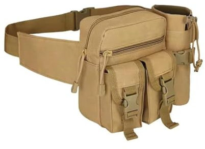 FAMI Falttasche Taktische Gürteltasche Kleine Schultertasche Handtasche Tragetasche Lenker Tasche, Hellbraun