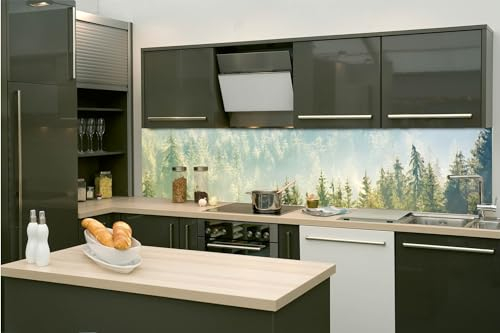 Dimex Küchenrückwand Folie Selbstklebend Nebel ÜBER Wald 260 x 60 cm | Klebefolie - Dekofolie - Spritzschutz für Küche | Made in EU