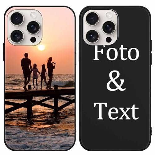 Yoedge Personalisierte Handyhülle für Apple iPhone 11 Pro MAX Hülle Personalisiert 6, 5'', Schwarz mit Eigenem Foto Bedrucken Bild Text Individuelle Schutzhülle Selbst Gestalten
