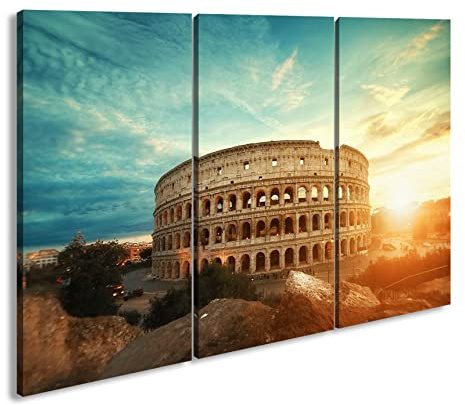 Leinwandbild Das Kolosseum in Rom – Geschichte in Stein Format: 120x80 cm (3Teilig) XXL Kunstdruck Bild auf Keilrahmen/Wandbild/Wohnzimmer Deko