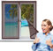 Fliegennetz Fenster Magnet 195 x 200 cm, Insektenschutz Klettband Fliegengitter Fenster mit Klettband, Automatisches Schließen für Alle Fenster, Braun