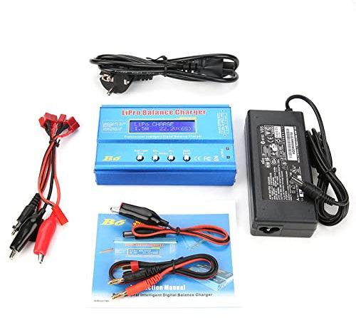 Jadeshay Chargeur de Batterie LiPo équilibré, B6 80W Chargeur lipo pour LiPo/Li-ION/Life (1-6S), NiMH/NiCd (1-15S), Chargeur de Loisirs RC LED avec Bloc d'alimentation