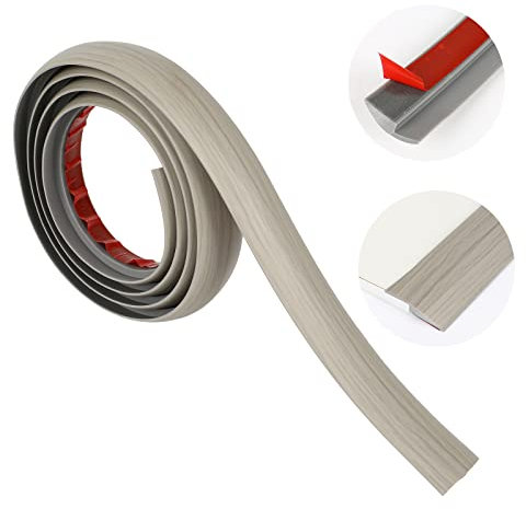 Rampe de transition autocollante de 2-3 m, profilé de compensation de hauteur, baguette de recouvrement, rail de porte, rail de transition, tapis de porte, tapis de sol, grain de bois gris, 2 m,