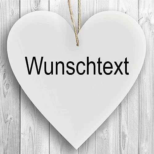 Herzschild Holzherz Holzschild 16 x 16 cm mit Wunschtext in weiß Dekoschild Wandschild Schild Holz Herz individualisiert personalisiert