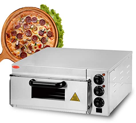 Forno per Pizza, Forno per Pizza in Acciaio Inossidabile con Pietra per Pizza E Timer, Forno Elettrico per Pizza Commerciale 2000W 1 Camera, Timer da 60 Minuti, Forno per Pizza Forno per