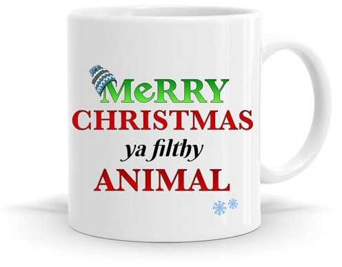 Merry Christmas ya Filthy Animal Mug, Inspired by Home Alone. Christmas Mug, Festive Gift, Funny Quote Mug.
